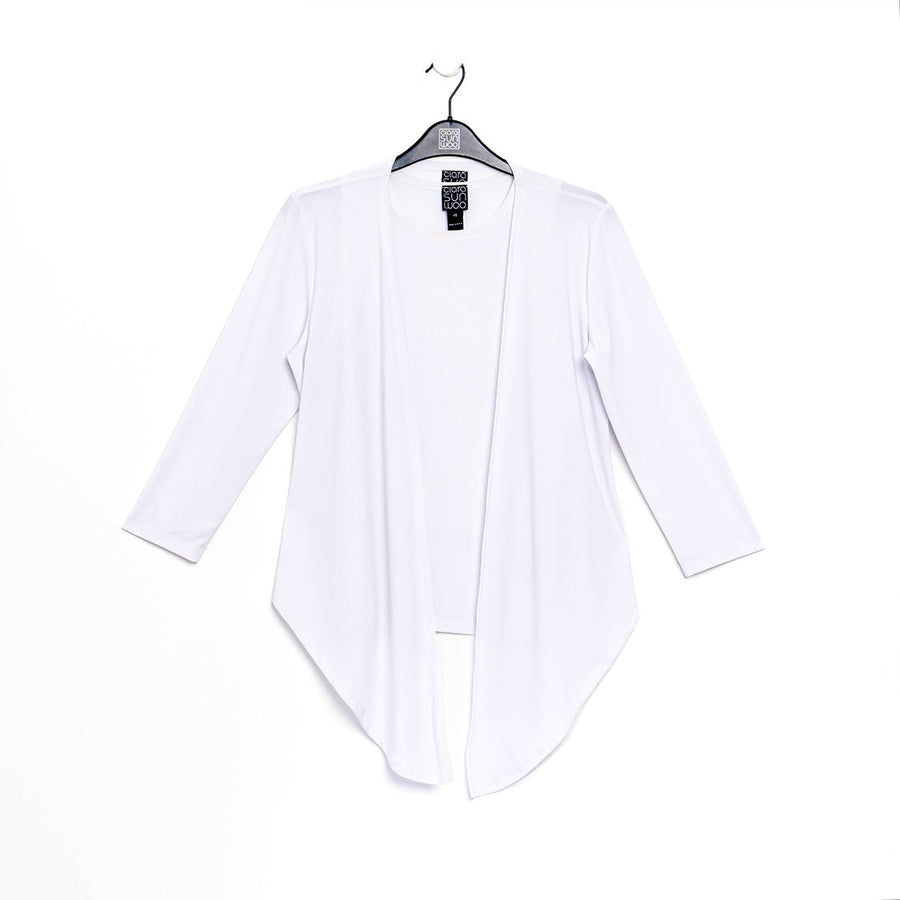 Modern Tie Front Cardigan - White