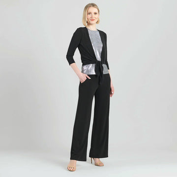 Modern Tie Front Cardigan - Black