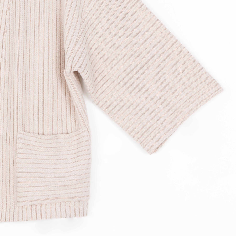 Chunky Ribbed - Cropped Pocket Sweater Cardigan - Sand