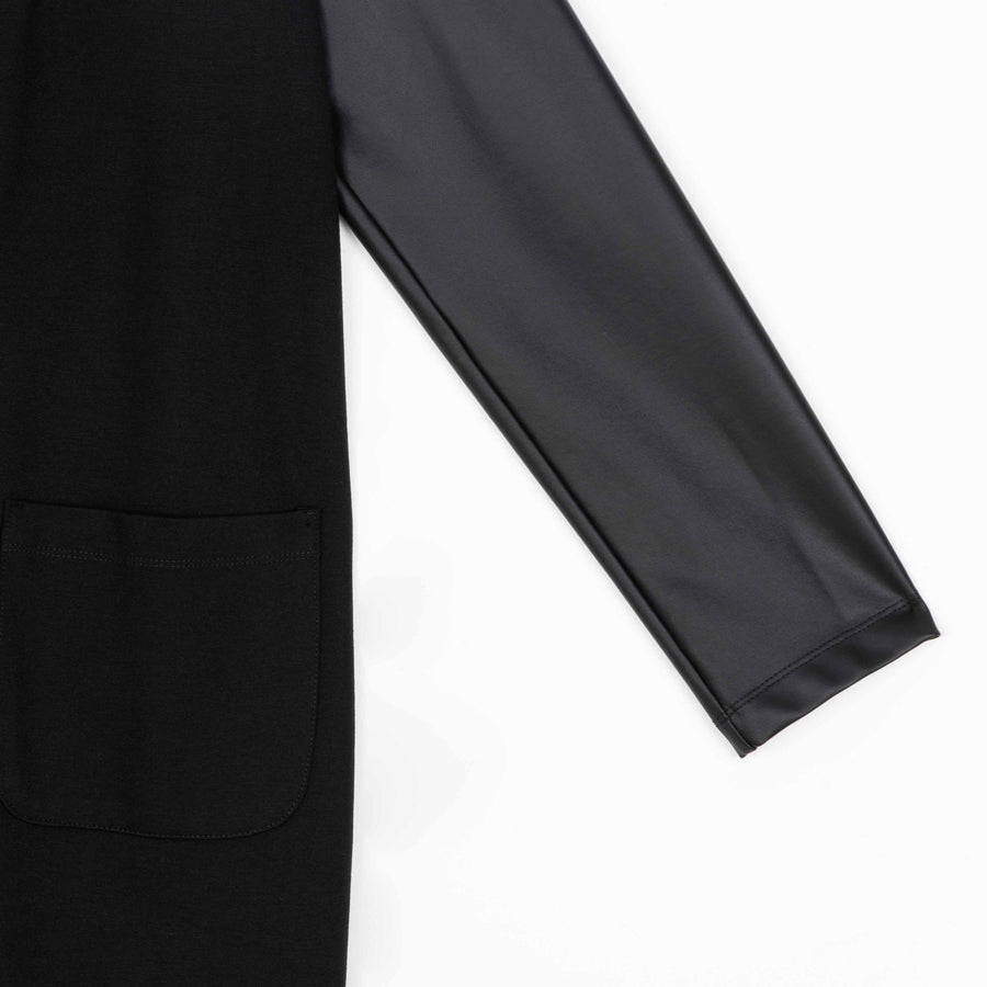 Ponte Knit - Liquid Leather™ Sleeve Pocket Cardigan