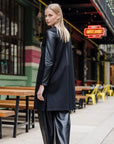 Ponte Knit - Liquid Leather™ Sleeve Pocket Cardigan