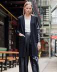 Ponte Knit - Liquid Leather™ Sleeve Pocket Cardigan