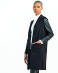 Ponte Knit - Liquid Leather™ Sleeve Pocket Cardigan