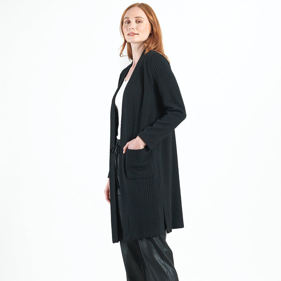 Chunky Ribbed - Modern Pocket Sweater Cardigan - Black - Final Sale!