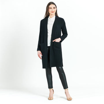 Chunky Ribbed - Modern Pocket Sweater Cardigan - Black