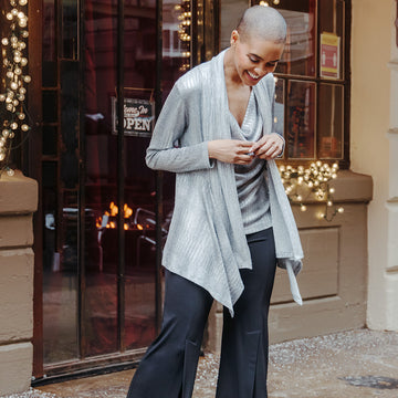 Shimmer Lamé - Cardigan & Cowl Tank Twinset - Silver - Limited Sizes XS & Med Only!