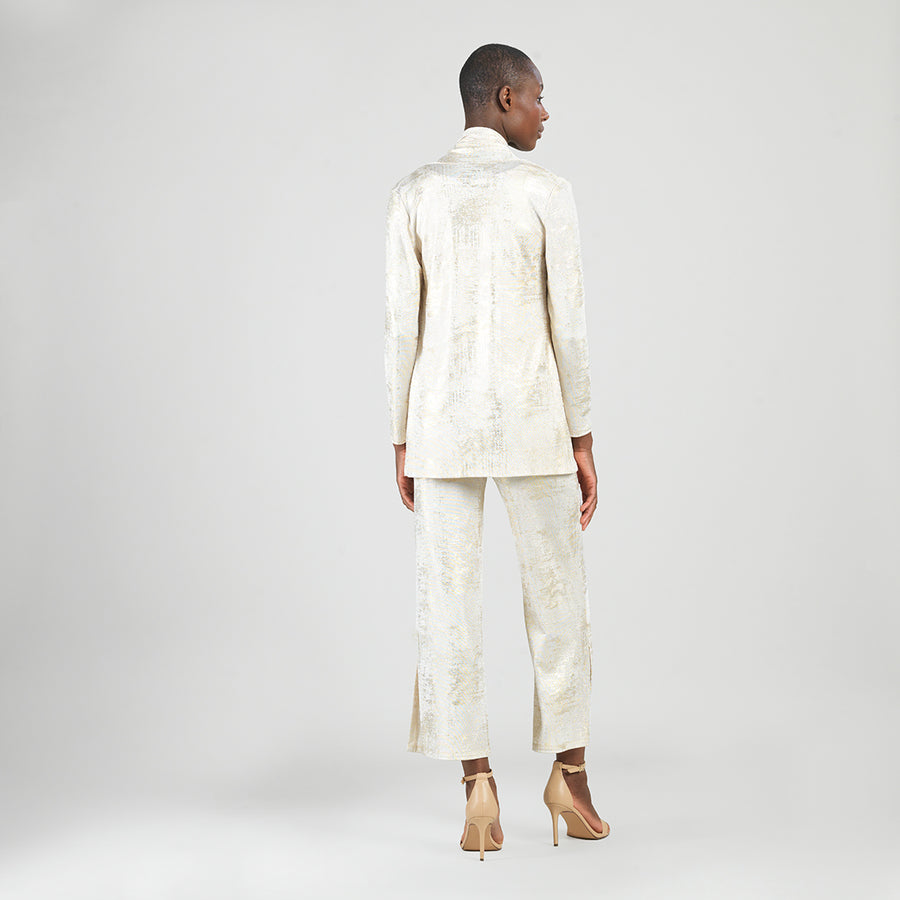 Foil Sheen - Drape Tunic Cardigan - Champagne
