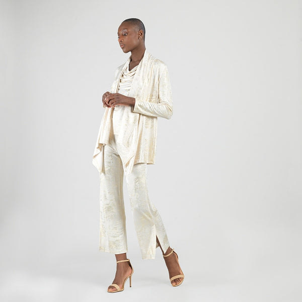 Foil Sheen - Drape Tunic Cardigan - Champagne - Final Sale – Clara