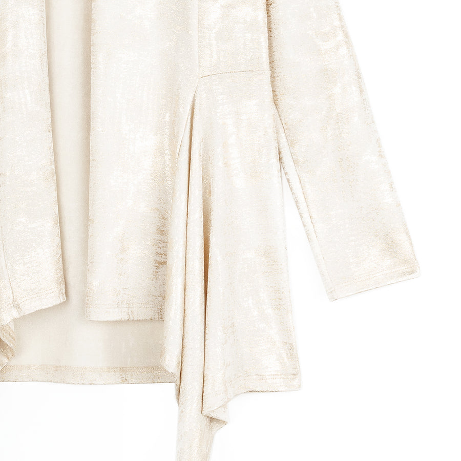 Foil Sheen - Drape Tunic Cardigan - Champagne