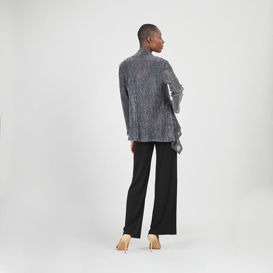 Sheer Shimmer - Drape Tunic Cardigan - Silver