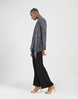 Sheer Shimmer - Drape Tunic Cardigan - Silver