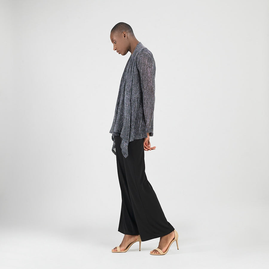 Sheer Shimmer - Drape Tunic Cardigan - Silver
