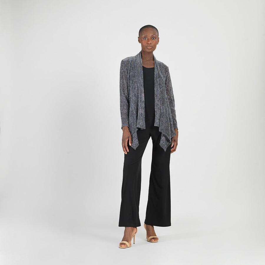 Sheer Shimmer - Drape Tunic Cardigan - Silver
