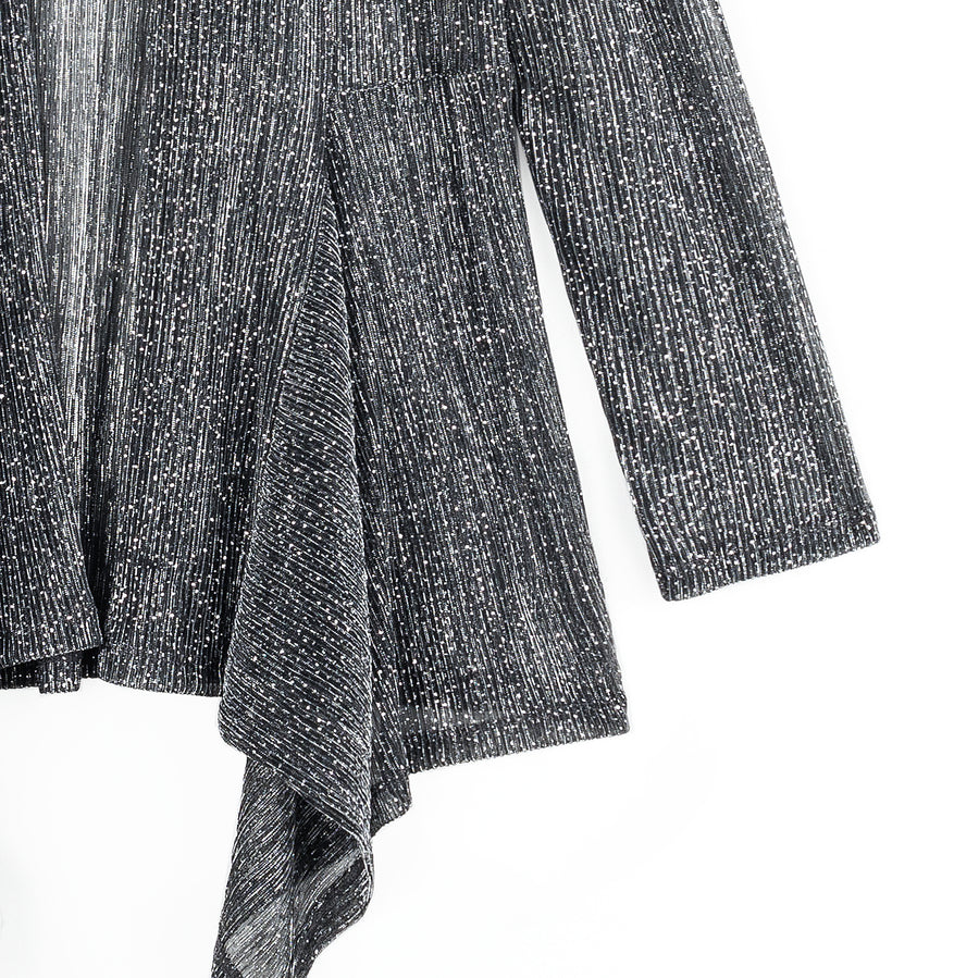 Sheer Shimmer - Drape Tunic Cardigan - Silver