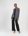Sheer Shimmer - Drape Tunic Cardigan - Silver