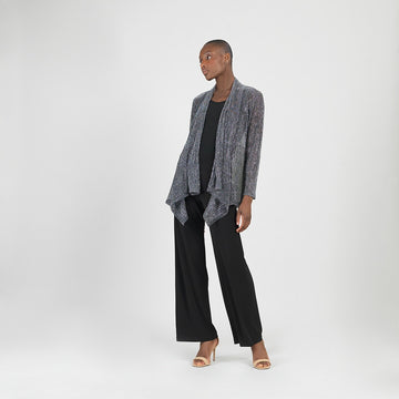 Sheer Shimmer - Drape Tunic Cardigan - Silver