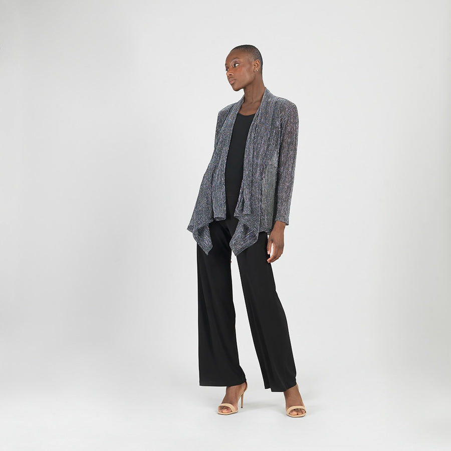 Sheer Shimmer - Drape Tunic Cardigan - Silver