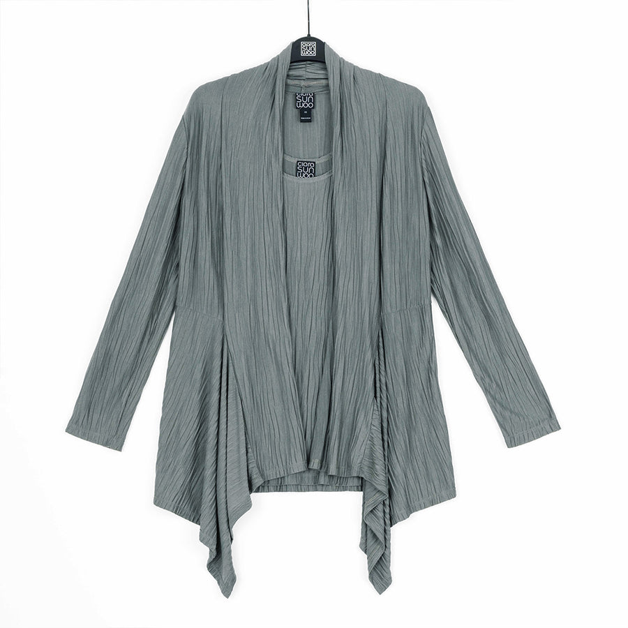 Soft Pleat Knit - Cardigan & Tank Twinset - Olive - Final Sale!