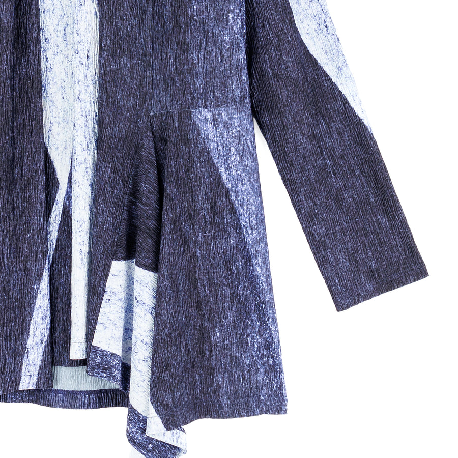 Silky Pleat Knit - 2pc Draped Cardigan & Tank Twinset - Lunar Stripe