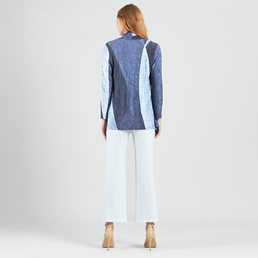 Silky Pleat Knit - 2pc Draped Cardigan & Tank Twinset - Lunar Stripe