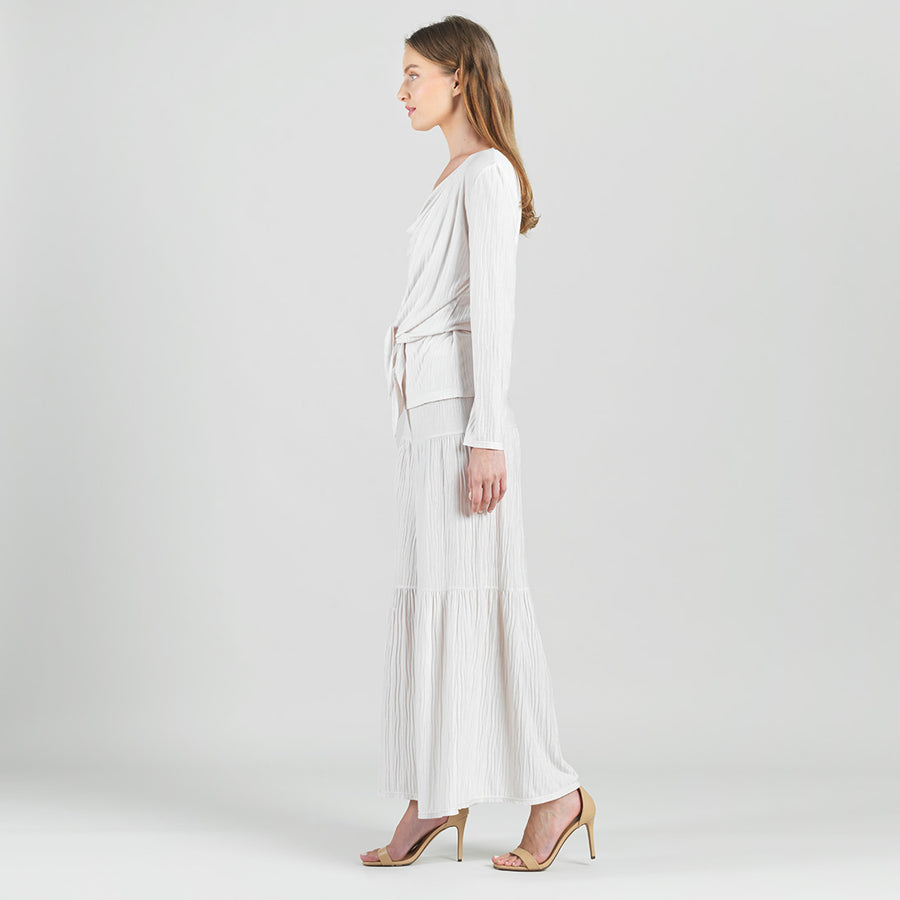 Soft Pleat Knit - 2pc Cardigan & Cowl Tank Twinset - Ivory - Limited Sizes