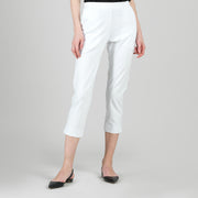 Rayon-Ponte Knit - Pull-On Pocket Capri - White - Final Sale - Clara Sunwoo