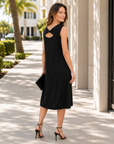 Modal Cotton - Reversible Cut Out Midi Dress - Black - Final Sale!