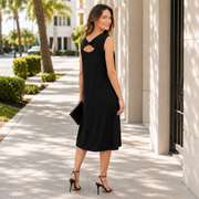 Modal Cotton - Reversible Cut Out Midi Dress - Black - Final Sale!