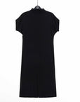 Lightweight Ponte - High Neck Cap Sleeve Midi Dress - Black