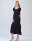 Soft Textured Rayon - Tie Wrap Overlay Midi Dress - Black - Final Sale!