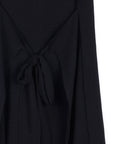 Soft Textured Rayon - Wrap Overlay Center Tie Midi Dress - Black