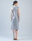 Shimmer Dots - Side Slit Midi Dress - Silver