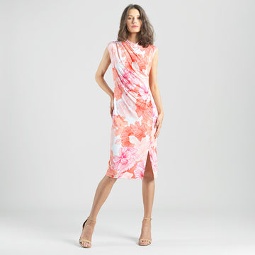Butter Knit - Side Slit Midi Dress - Sunset Petals - Final Sale