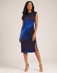 Side Slit Midi Dress - Purple Watercolor - Final Sale