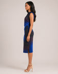 Side Slit Midi Dress - Purple Watercolor - Final Sale