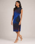 Side Slit Midi Dress - Purple Watercolor - Final Sale