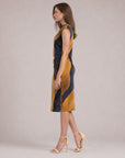 Side Slit Midi Dress - Tan Watercolor - Final Sale
