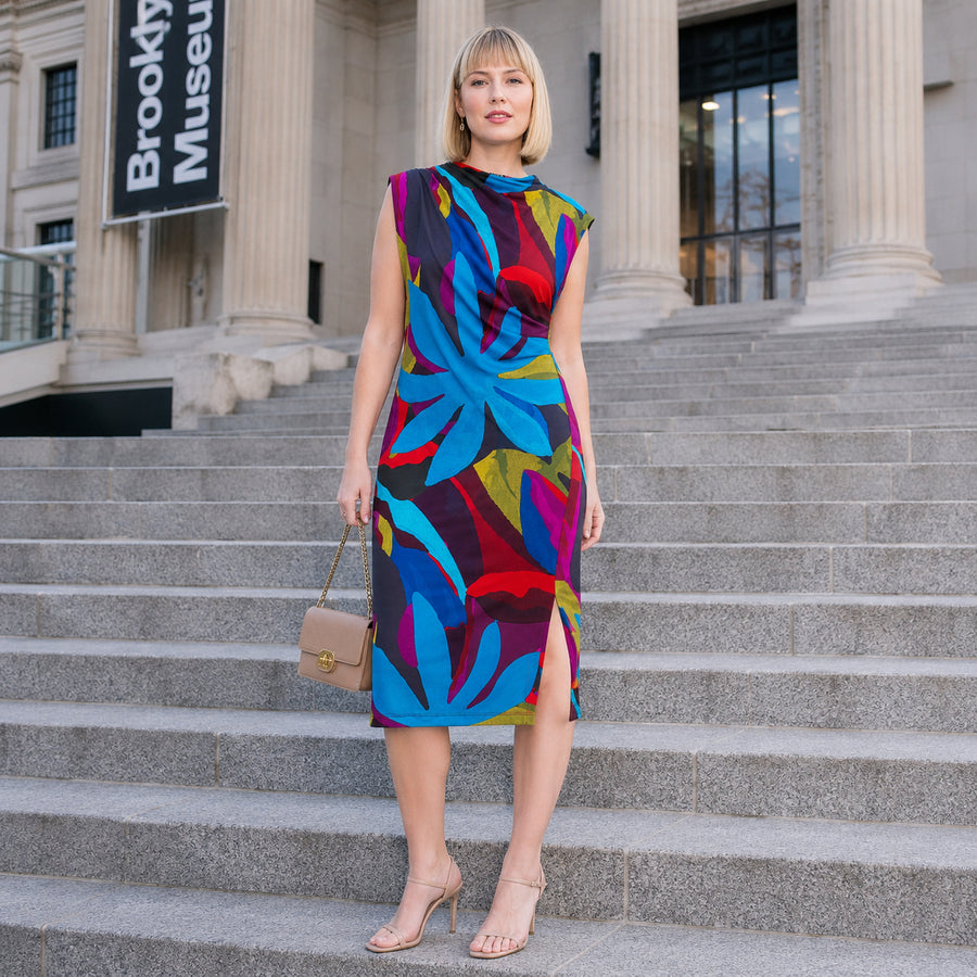 Signature Side Slit Midi Dress - Petal Burst – Clara Sunwoo