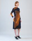 Tie Waist Pocket Midi Dress - Tan Watercolor - Final Sale!