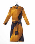 Tie Waist Pocket Midi Dress - Tan Watercolor - Final Sale!