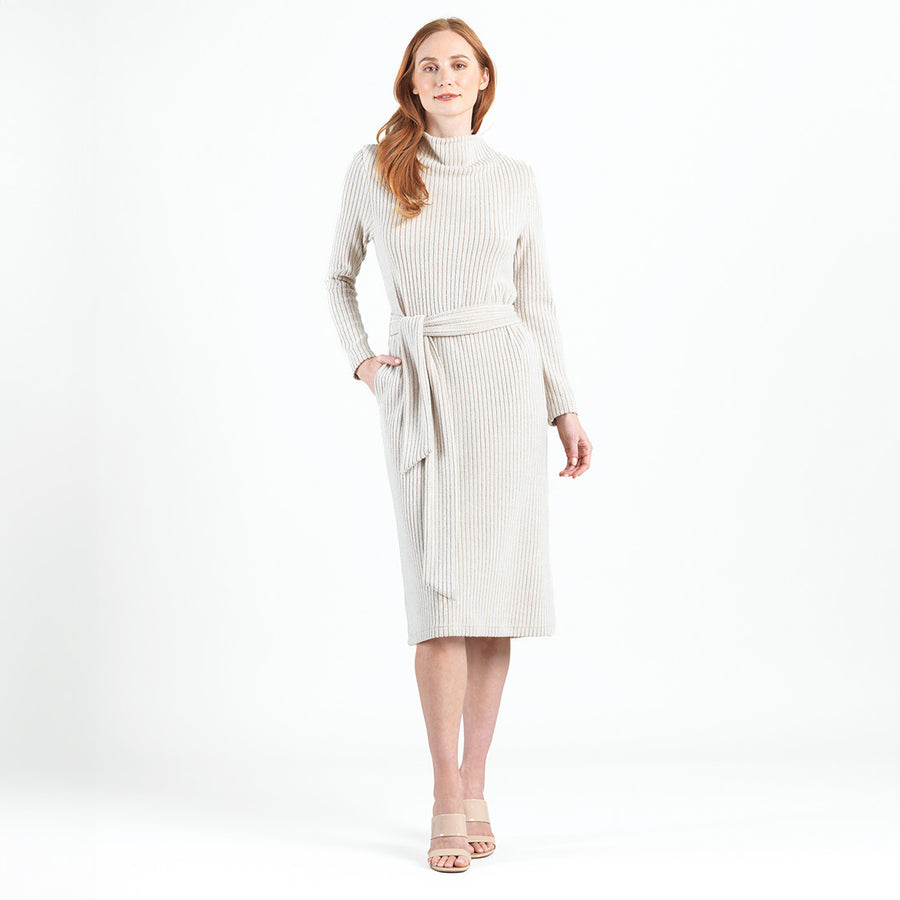 Womens Chunky Ribbed Tie Waist Midi Sweater Dress Sand Womens Chunky Ribbed Tie Waist Midi Sweater Dress Sand