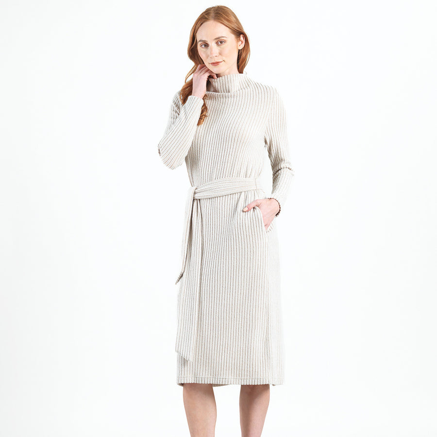 Womens Chunky Ribbed Tie Waist Midi Sweater Dress Sand Womens Chunky Ribbed Tie Waist Midi Sweater Dress Sand