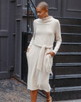 Chunky Ribbed - Tie Waist Pocket Midi Sweater Dress - Sand - Final Sale!