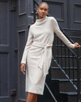 Chunky Ribbed - Tie Waist Pocket Midi Sweater Dress - Sand - Final Sale!