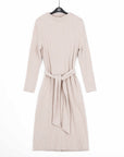 Chunky Ribbed - Tie Waist Pocket Midi Sweater Dress - Sand - Final Sale!