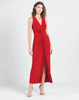 Center Slit Maxi Dress - Red
