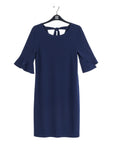 Tulip Cuff Back Tie Dress - Navy