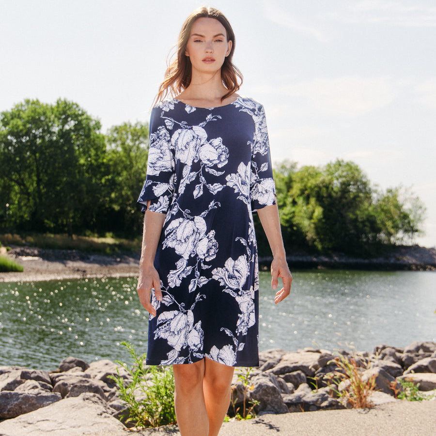 Tulip Cuff Back Tie Dress - Peony Blossom – Clara Sunwoo