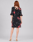 Tulip Cuff Back Tie Dress - Floral Flake - Final Sale