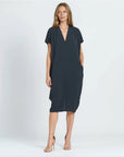Textured Rayon - Caftan Pocket Dress - Black - Final Sale
